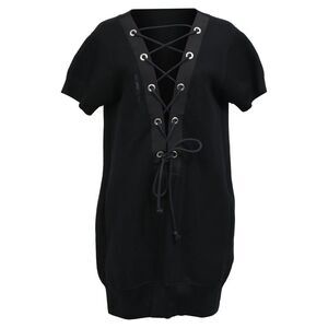 Sacai Lace-Up Mini Dress in Black Cotton